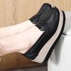 Ladies Platform Loafers Casual Elegant Black Leather Women Thick Sole Shake Shoe Plus Size