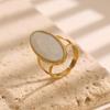 Exquisite Oval Mother-of-Pearl Stainless Steel Ring: Elegant, Versatile Hand Jewelry for Women