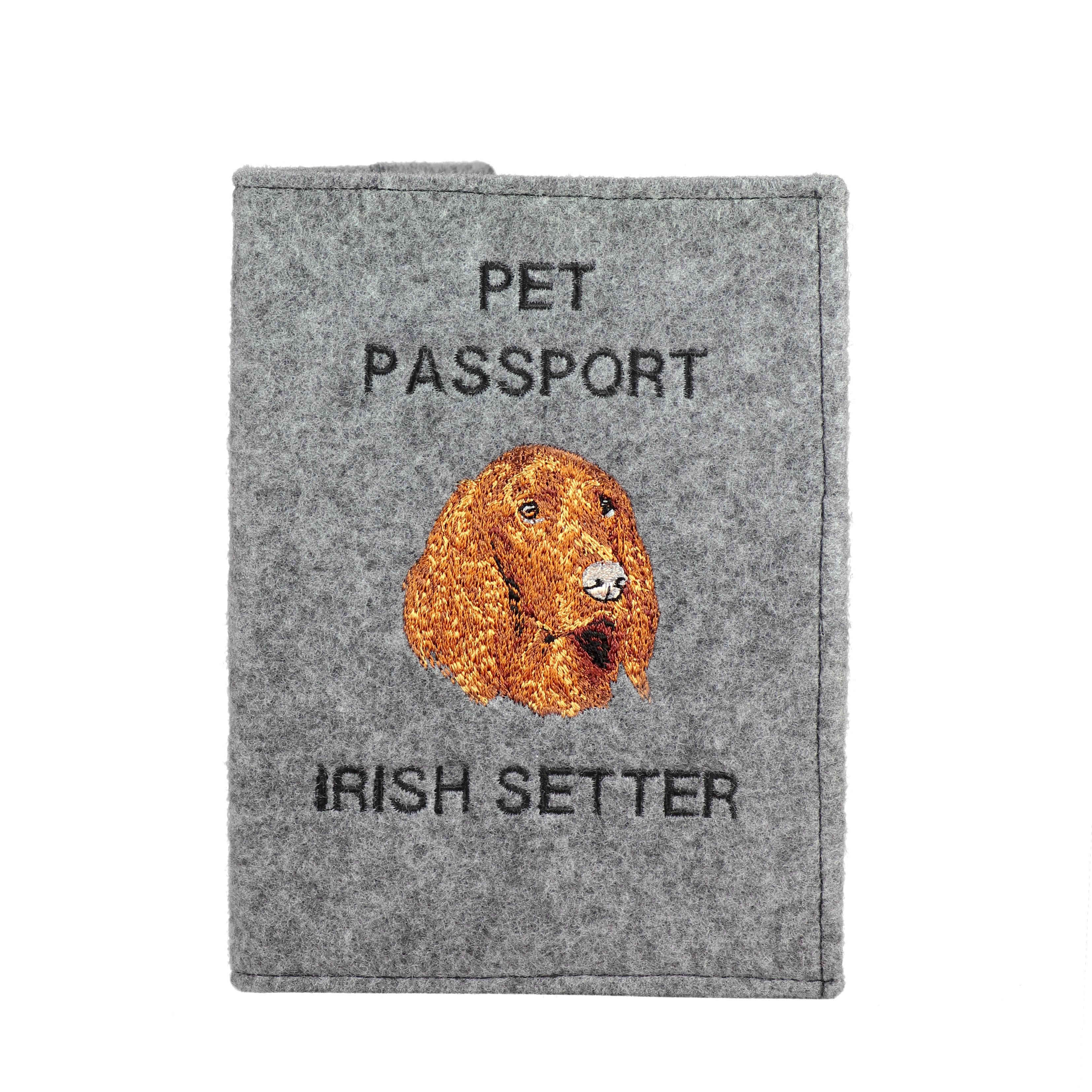 

Irish Setter - Dog passport case, document case, gift for the traveller from the Art-Dog brand сірий колір