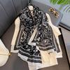 Retro Flower Printed Shawl For Women Spring Autumn  Breathable Versatile Sun Protection Fashion Scarf Long Scarves Foulard