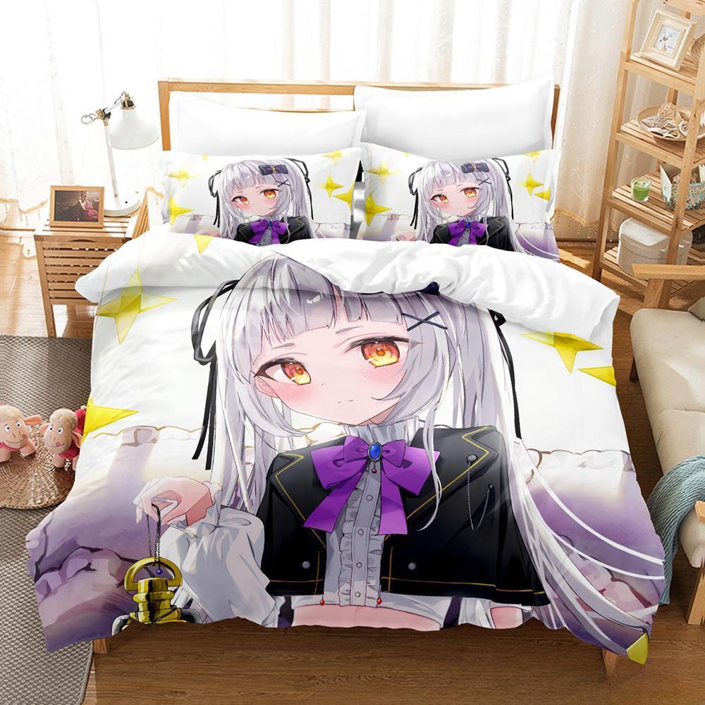 New Murasaki Shion Bedding Set Single Twin Full Queen King Size Bed Set Adult Kid Bedroom Duvet Cover Sets Anime Kawaii Girl Bed