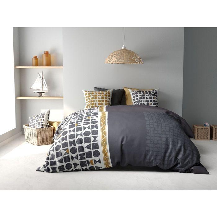 Housse de couette + 2 taies 220 x 240 cm reversible Union