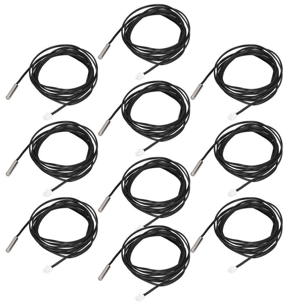 10Pcs Thermistor Sensor NTC Temp Probe 5x25mm Cylindrical Head 2 Meters Cable Length10K B3435