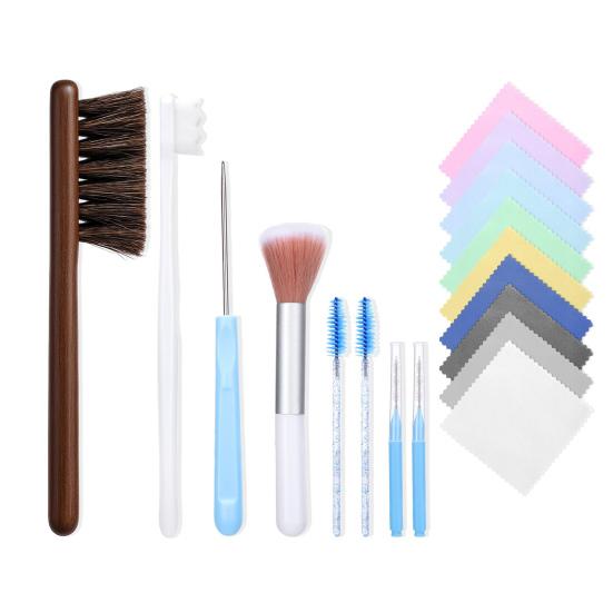 

Набор для чистки ювелирных изделий 18 шт./набор Дизайн с удобным захватом Мягкие чистящие щетки Полировальная ткань Удаление пятен