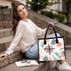 Boho Tropical Printed Canvas Tote Bag Casual Large Capacity Shoulder Handbag For Daily Shopping Travel
