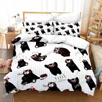 Set Biancheria da Letto Kawaii Fumetti Cartoon Kumamon Stampa 3D Adatto per Camera da Letto Set Copripiumone con Federe Tessili per la Casa per Bambini