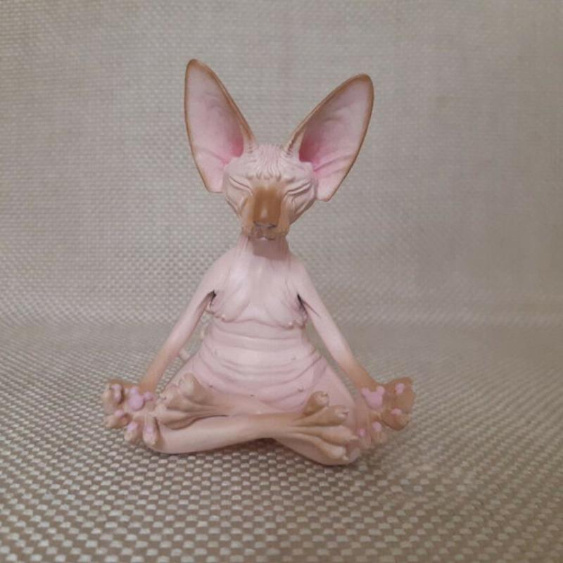 Hairless Cat Meditation and Practice Resin Ornaments Simulated Cat Courtyard Design Home Decoration and Renovation