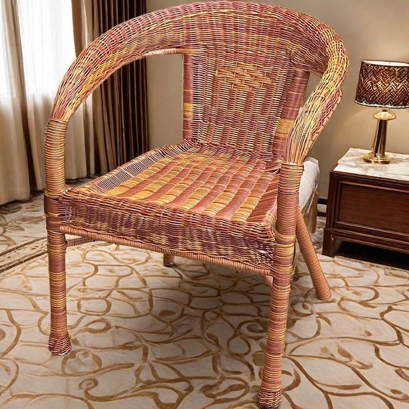 Breathable High Back Rattan Chair for Outdoor & Indoor Use - Waterproof, Sun Protection, Ideal for Balcony or Teahouse