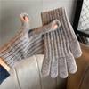 Windproof Full Finger Gloves Solid Color Cycling Mittens Winter Women's Knitted Gloves