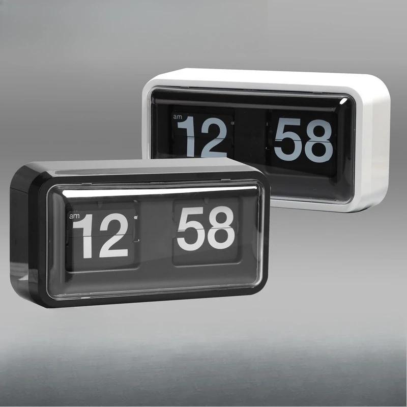 Japanese Style Modern Minimalist Flip Clock Transparent Box Design Black White Table Clock/Desk Clock for Living Room Decoration