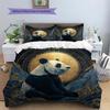 Moon Panda Pattern Bedding Quilt Set  Home Decoration  Gift (1 * duvet cover + 2 * pillowcase  without core)