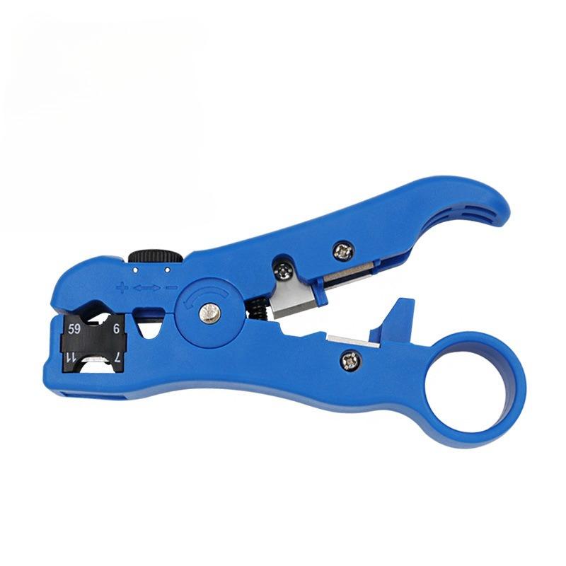 Multi Functional Wire Stripping Pliers Rotating Coaxial Cable Network Video Telephone Line Cutting Pliers синий