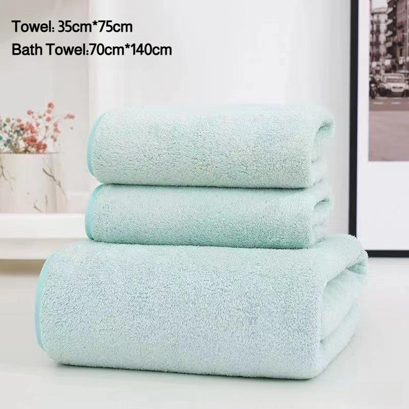 

1 шт./3 шт. Банное полотенце из кораллового флиса Впитывающее и не оставляющее ворсинок Мягкие и прочные полотенца для ежедневного бытового использования в ванной/душе 70x35cm-1Pc зелёный