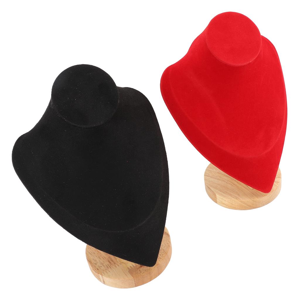 2 Stück Halsketten Mannequin Büste Ständer Herzförmig 3D Halsketten Büste Display Halter Mittel Rot Schwarz