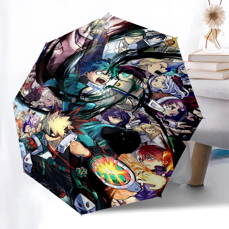 1pc My Hero Academia Boku No Hero Academia Outdoor Umbrella Automatic Opening and Closing Umbrella Portable Three-Fold Design with 8 Iron Ribs Suitabl