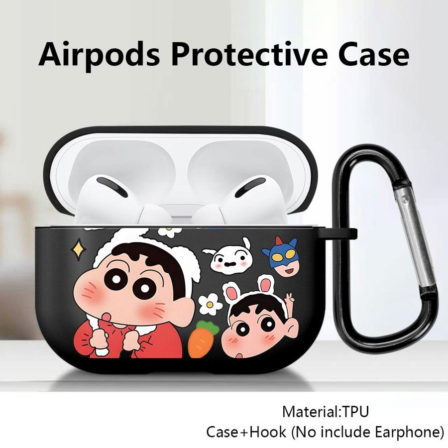 Case For Airpods 1 3 4 Pro Pro3 2 Pro2 Earphone Cases Cover Cartoon Crayon Shin-Chan