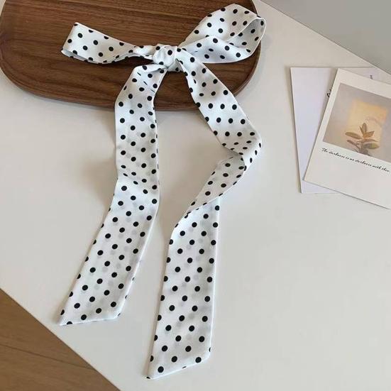 Silk Scarf Dot Print Vintage Style Soft Fabric Neck Scarf Slim Striped Lightweight Breathable Scarf Versatile Neck Accessory