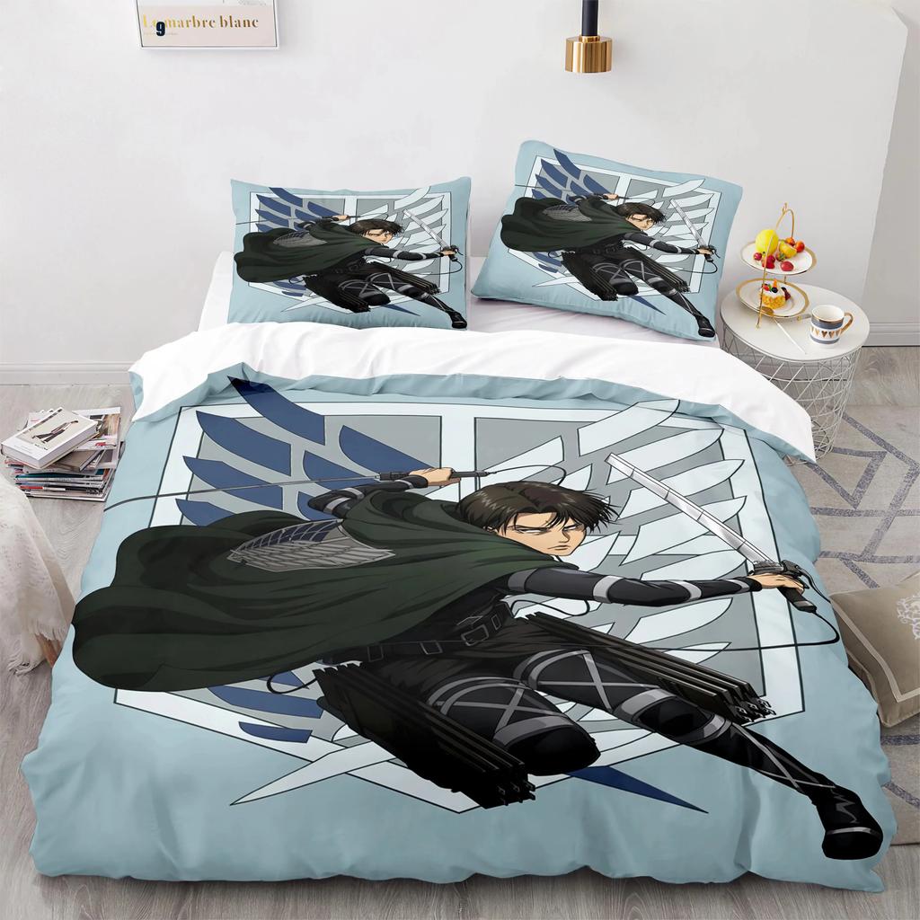 Anime Attack On Titan Bedrucktes Bettset Bettbezug Kissenbezug Bettwäscheset Bettlaken Steppdeckenbezug Full Queen King Size