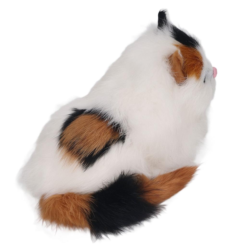 Soft Plush Cat Doll High Simulation Opening Eyes Lifelike Animal Toy for Desk Decoration Colorful Hair