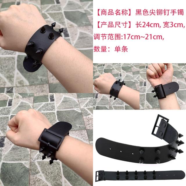 Brățară din piele neagră Manșetă Goth Gothic Bar Brățări Punk Femei Bărbați Brațurile pot fi ajustate Bijuterii