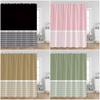 Solid Striped Shower Curtain Pink Yellow Blue Green Pattern Modern Simple Bath Curtains Polyester Cloth Home Bathroom Decoration