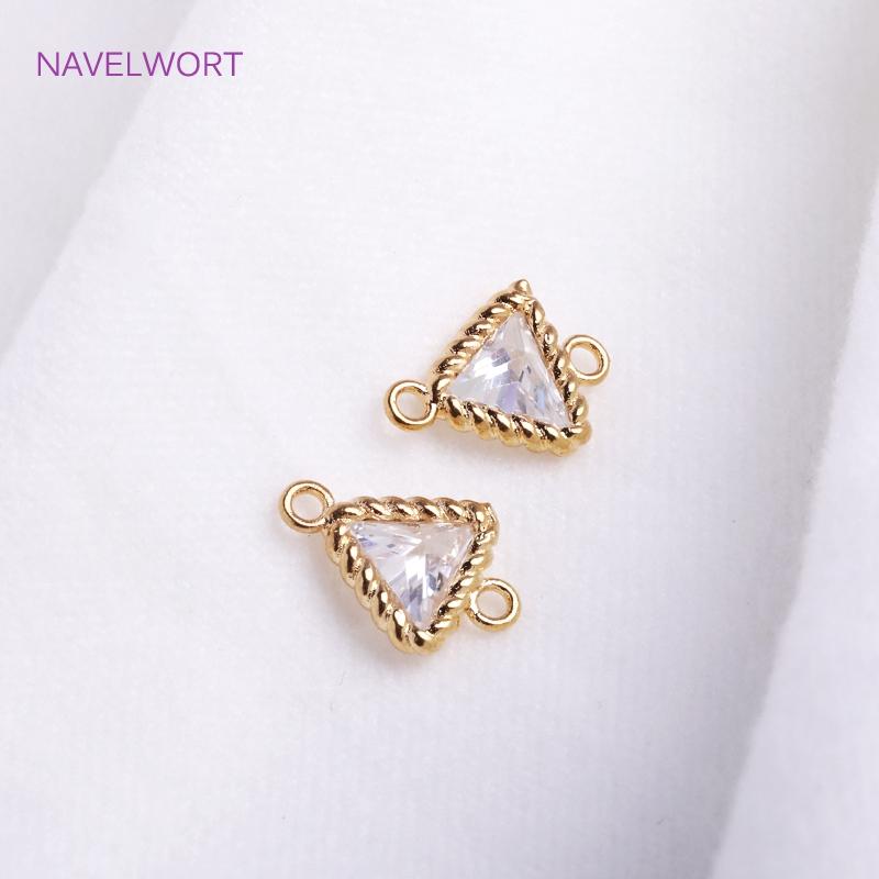 14K Gold Plated Mini Round/Square Connector For Bracelet Necklace Making Fittings,Inlaid Zircon Jewelry Connector Wholesale