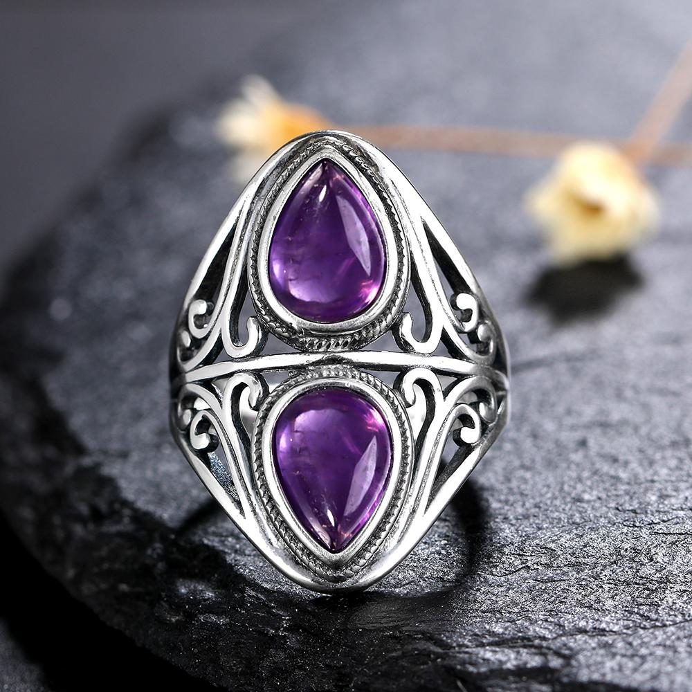 CopperRings Natural Amethyst Gemstone Rings for Women Wedding Bands Anniversary Gift Fine Jewelry
