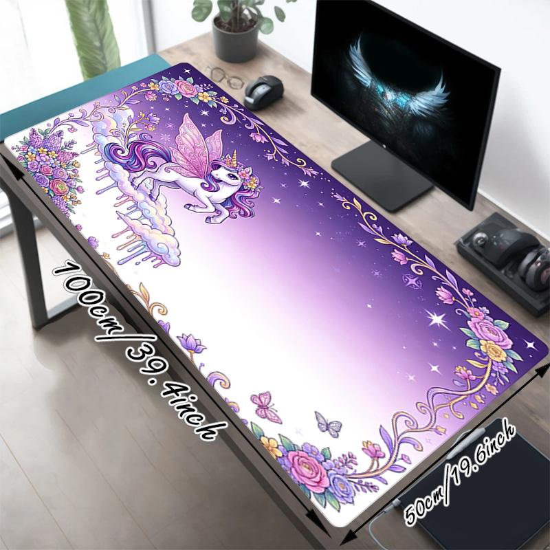 Unicorn Fantasy Xl Gaming Mouse Pad Nonslip Rubber Base Stitched Edge Waterproof Desk Mat For Pc Laptop Gamer Office Computer Accessories C92771