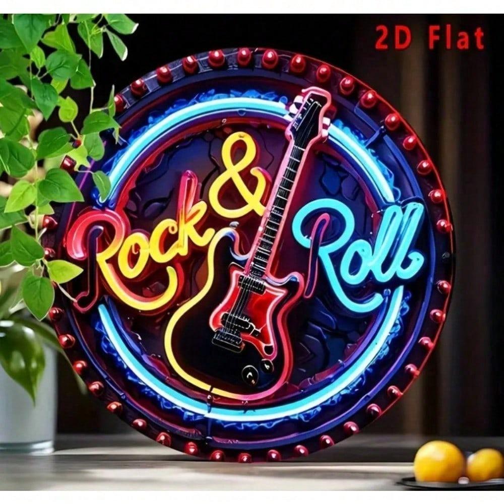 Vintage Retro Round Aluminum Metal Sign 8 Inch Rock and Roll Wall Art Plaque Home Bar Garage Man Cave Decor