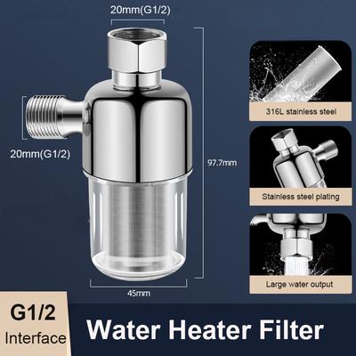 Universal 1/2" Water Heater Filter - 316L SS Washable Filter Core, Anti-Rust Inlet Purifier for Home/Commercial