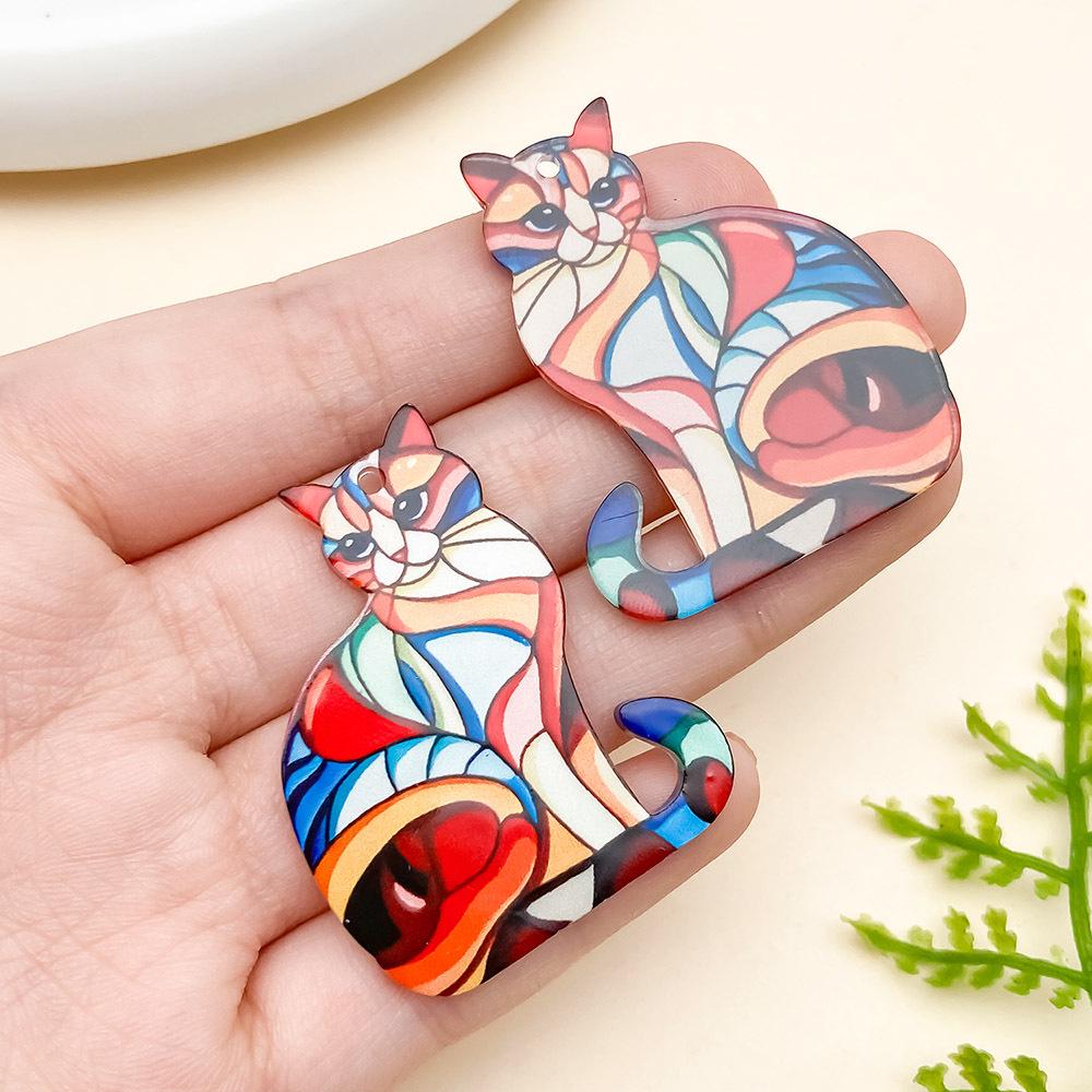 Cartoon Animal Mosaic Acrylic Jigsaw Pendant for DIY Jewelry