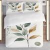 Pillowcase Quilt Cover Three-Piece Bedding,Watercolor Style,Branches And Leaves Green Leaves Yellow Leaves Background Texture