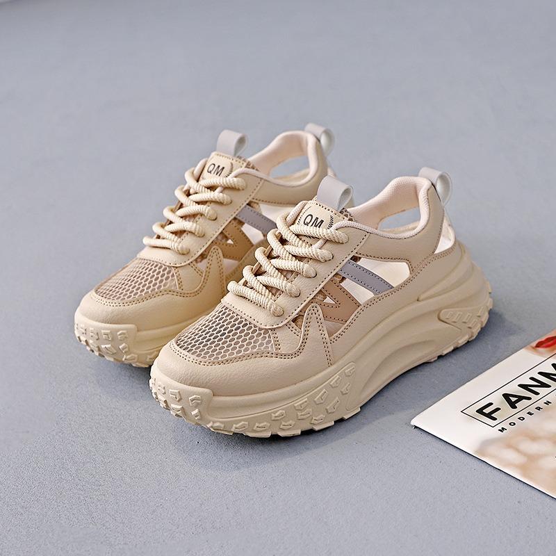 Fashion Shoes for Women's Mesh Hollow Out Thick Sole Inner Height Increase Casual Shoes Breathable Women's  Sneakers Zapatillas De Mujer