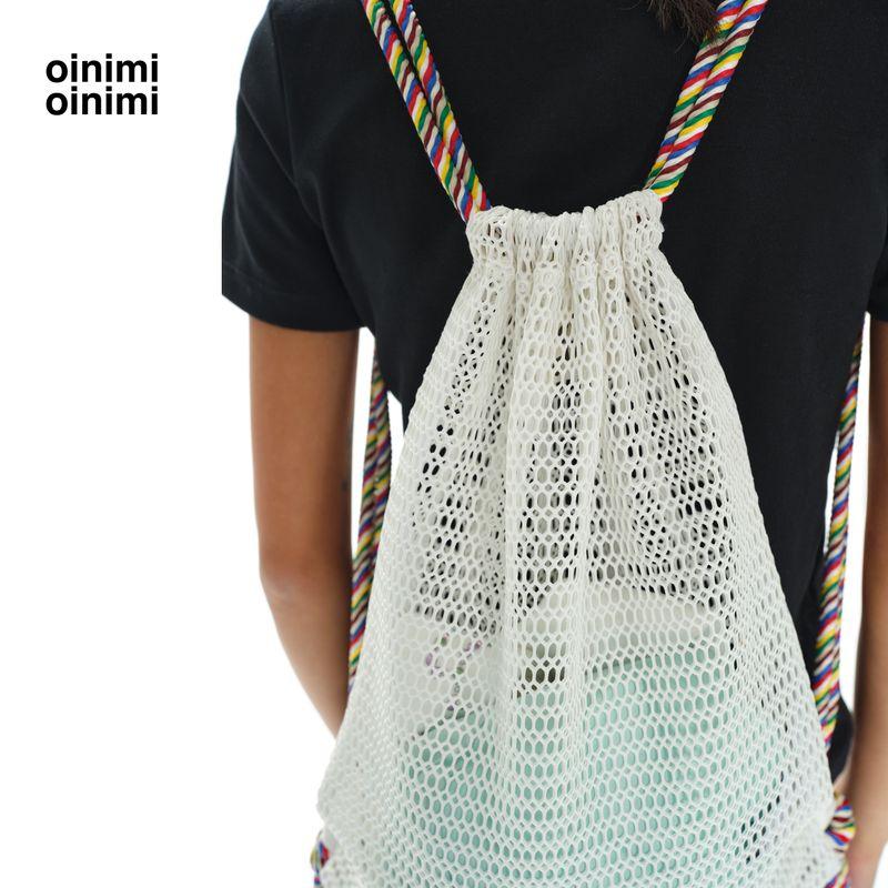 

Спортивная сетчатая сумка Oinimi Air Sense, сумка на шнурке, легкий рюкзак для рабочей одежды Rice White 6 In Stock