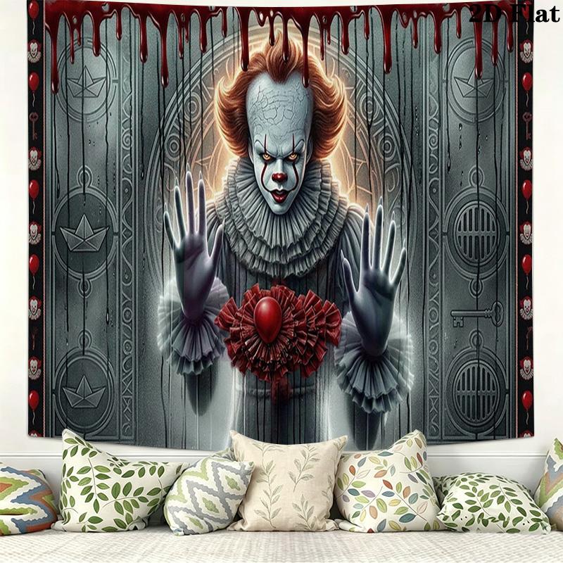It Clown Wall Tapestry Aesthetic Wall Hanging Printed Fabric Blanket Decorative Tapestries for Bedroom Living Room Home Decor