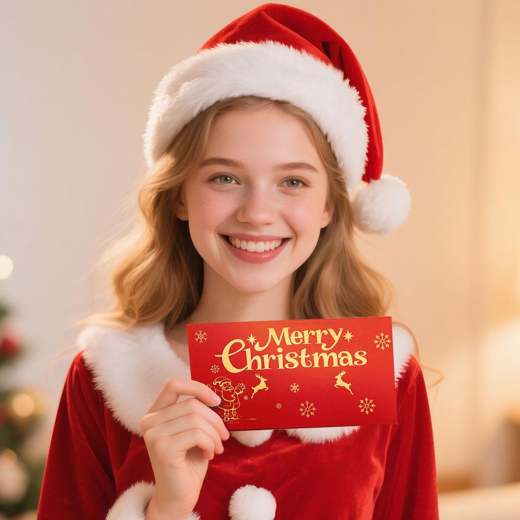 Weihnachts-Rehkitz Roter Umschlag, Weihnachts-Heißfolienprägung Faltbare Geschenkumschläge