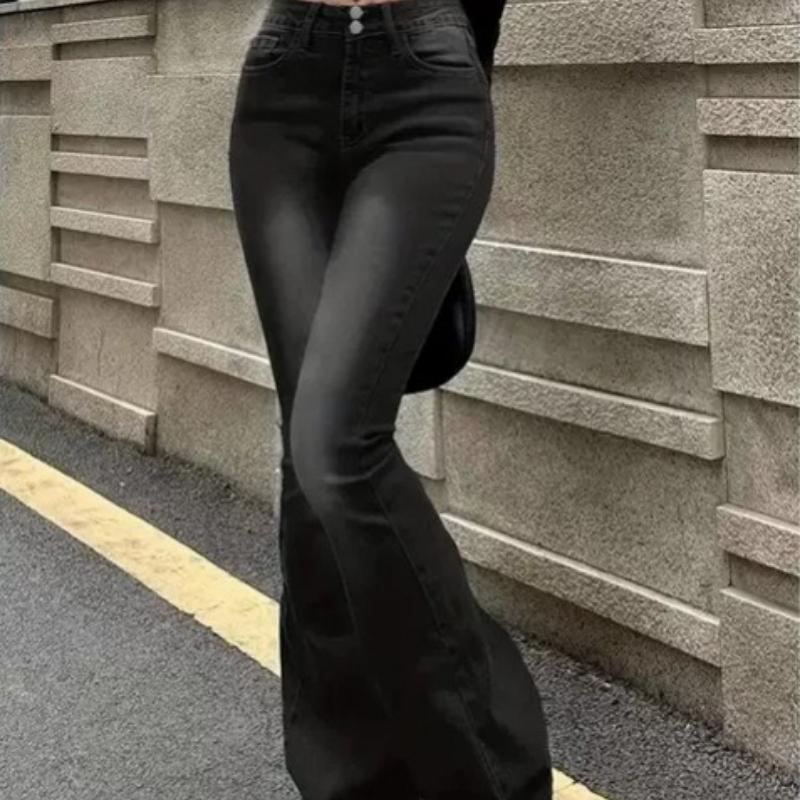 Dívčí Stručné Ins Džíny s Vysokým Pasem Rozšířené Dámské Pružné Bootcut Džínové Kalhoty Dámské Jednobarevné Tenké Zvonové Kalhoty