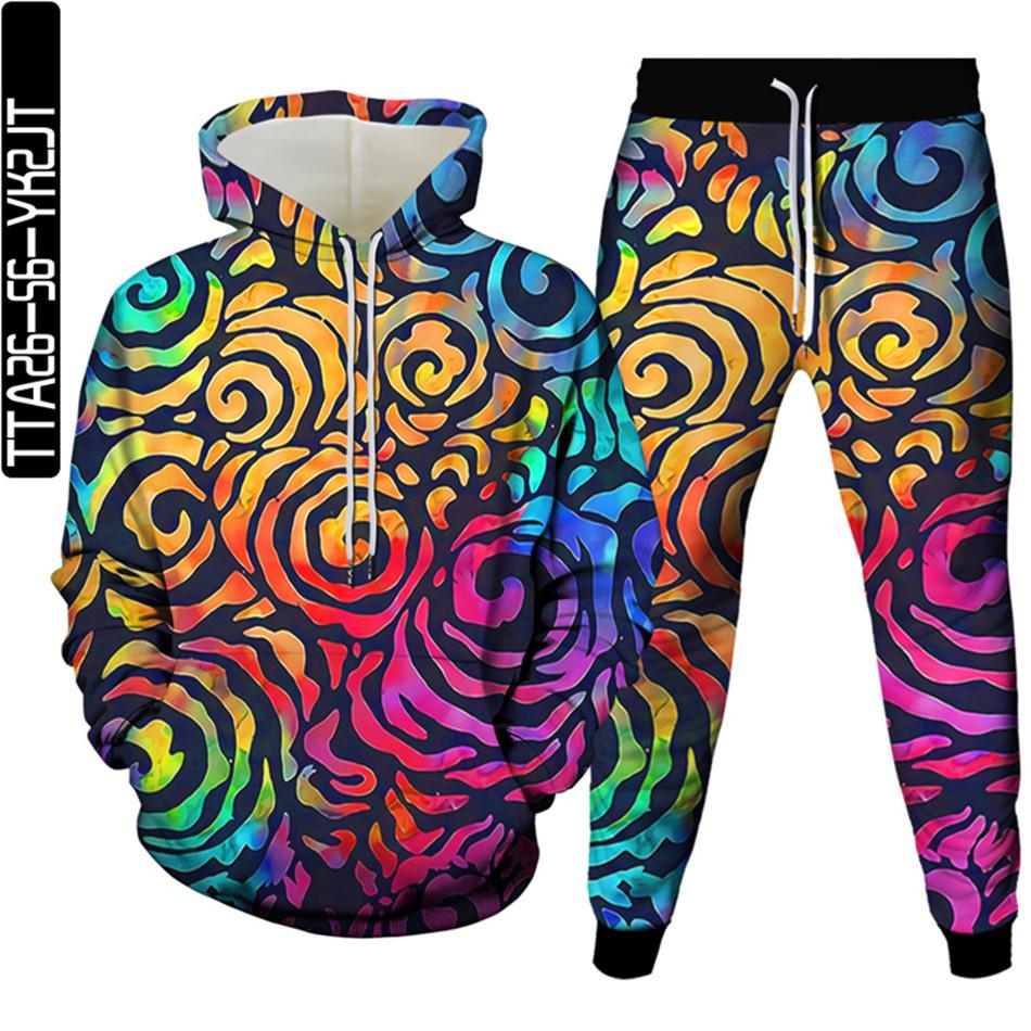 Golden Flowers Male Casual 3D Printed Clothes Sets Luxury Royal Harajuku Autumn Women Hoodies+Trousers 2Pcs Tracksuit Size S-6XL