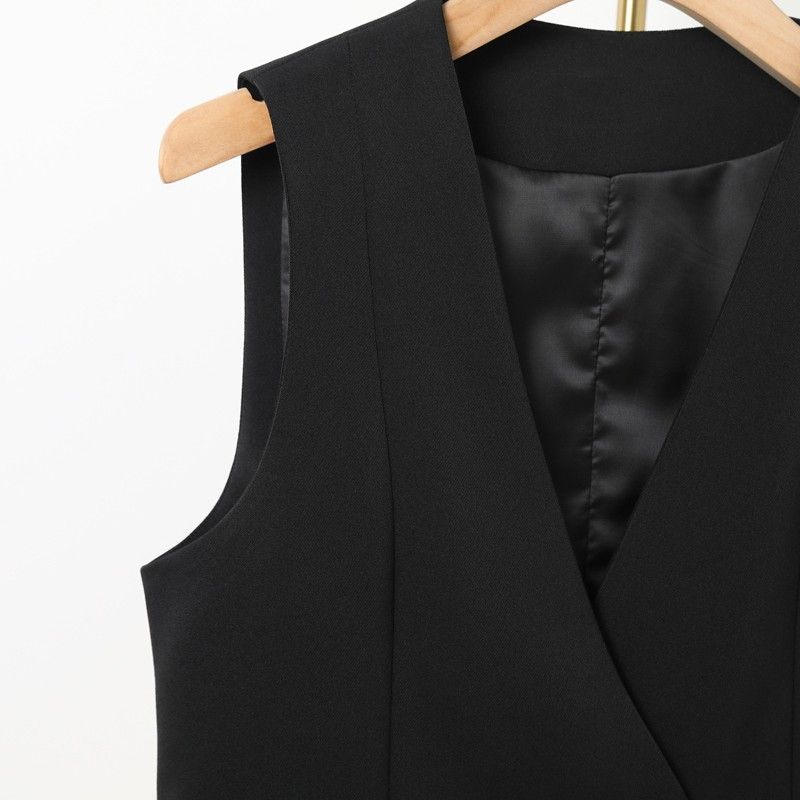Chic Korean Style Ladies' Short Suit Vest, Autumn and Spring Basic Tank Top, Sleeveless Waistcoat Outer Garment