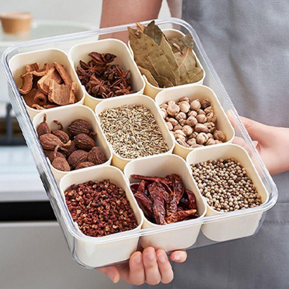 Fresh-keeping Seasoning Storage Box 9 Grids Snack Fruits Food Box Food Container  Food Storage