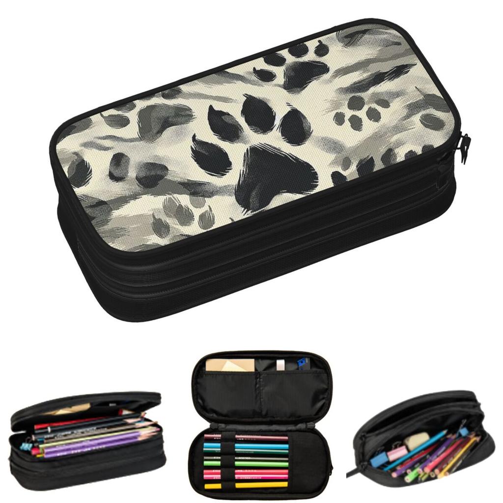 Wild Silhouette Animal Bear Paw Pencil Cases for Students Gifts Pen Box Pencil Bag Large Storage Pencil Pouch