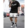 Sports Series Printed Men's 2-piece Fashionable Casual Suit Round Neck Short Sleeved T-shirt Shorts Set
