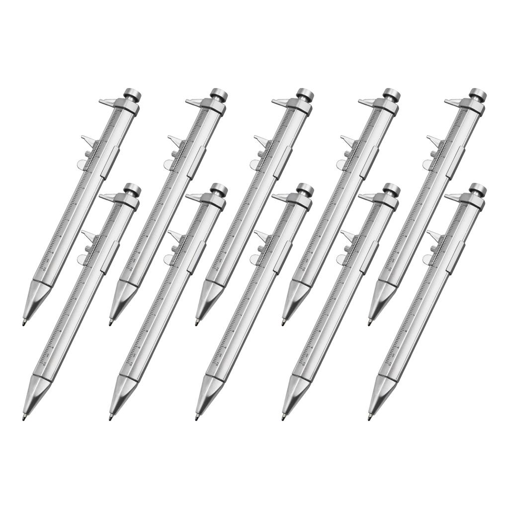 5Pcs Measuring Ruler Roller Ball Pen Multifunction Vernier Caliper Pen Ballpoint Pen Measuring Tool Black/Blue Gel Ink