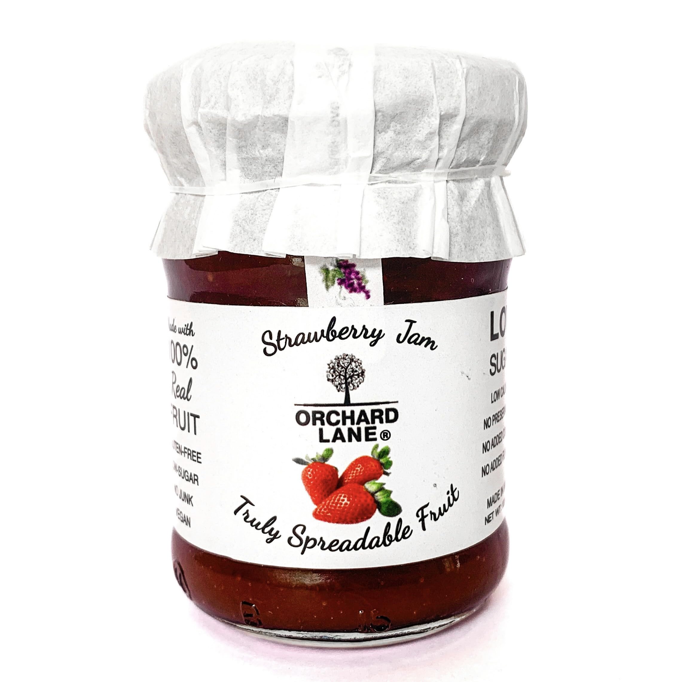 

Orchard Lane High Fruit Strawberry Jam | Very Low sugar | Filled with Fresh Fruit- for healthy families- kids, breakfast, gym goers, only 7