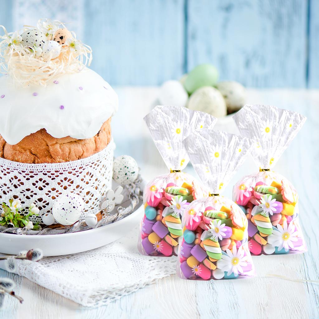 50 Stück Klare Gänseblümchen Süßigkeiten Kekstüten Plastik Keks Backverpackungsbeutel Hochzeit Geburtstagsfeier Babyparty DIY Geschenke Verpackung