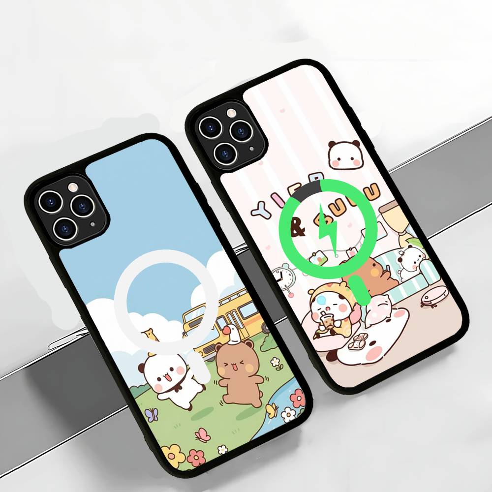 BuBu And DuDu Black For Magsafe Magnetic Phone Case For IPhone 16 15 17 Pro Max 11 12 13 14 Plus Cover