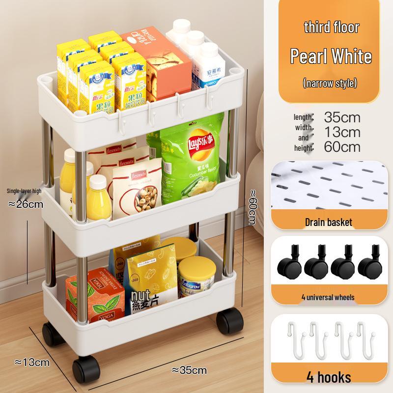Multi-Layer Movable Storage Rack for Bathroom, Kitchen, or Bedroom
