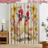 2D Flat Printing 2pcs Curtain Curtains Sunny Chickens with Glasses Digital Printed Polyester Drapes Festive Curtains Use for