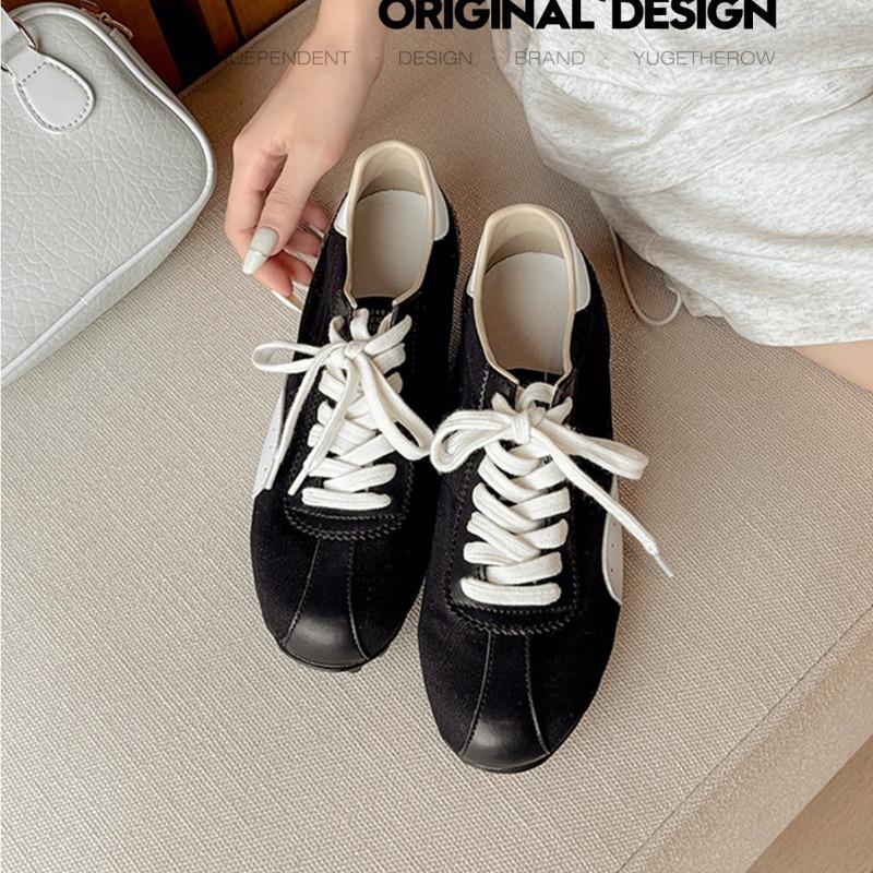 New retro style color matching women's versatile and thin soft-soled casual sports little white shoes
