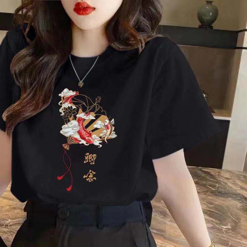 Cotton Short-sleeved T-shirt Women's Summer Style Chinese Style Loose White Bottoming T-shirt Trendy